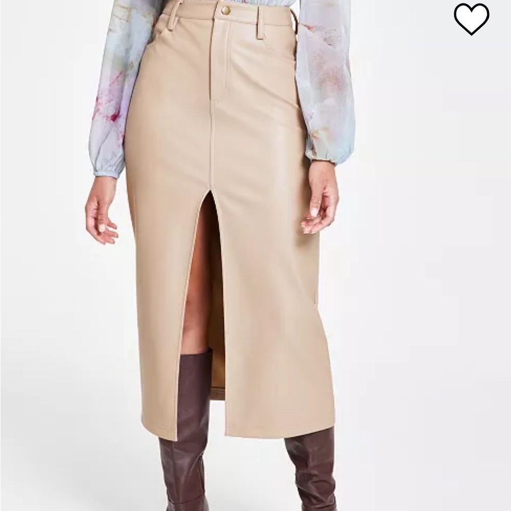 BRAND NEW Steve Madden faux leather midi skirt with middle slit, size 4